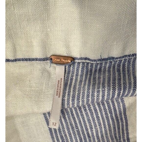 Free People Women’s Size 12 Striped Linen Wrap Skirt Coastal Boho Resort Beach - Picture 4 of 6